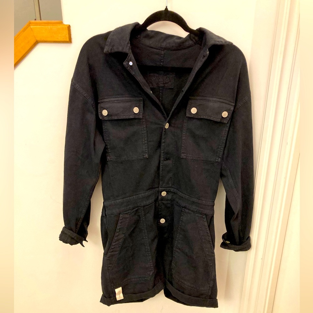 Stylish Black Denim Mikuta Jumpsuit Shorts – Effortless Casual Chic